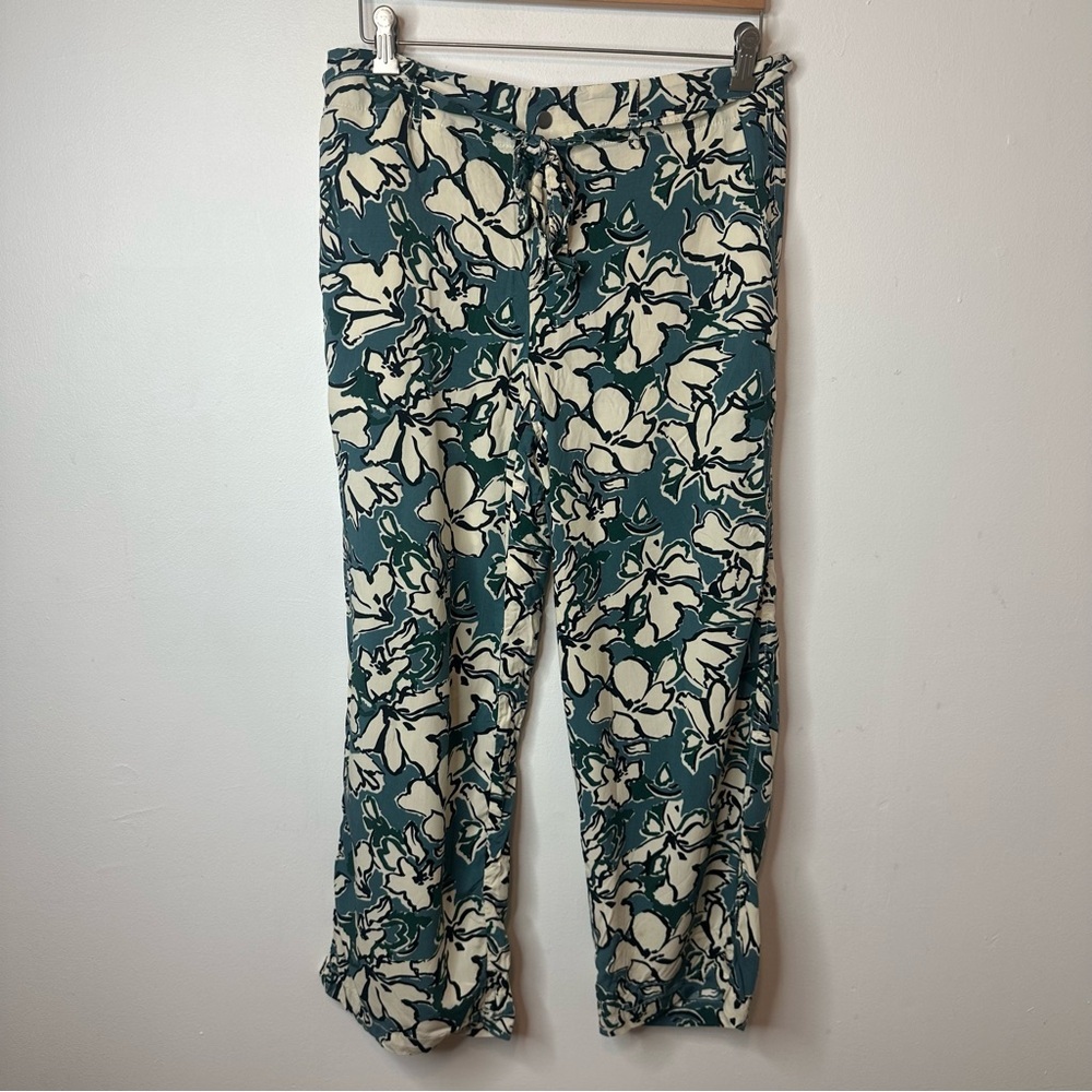 Banana Republic Women’s Pull On Floral Blue Pant Tropical Size 8P 8 Petite